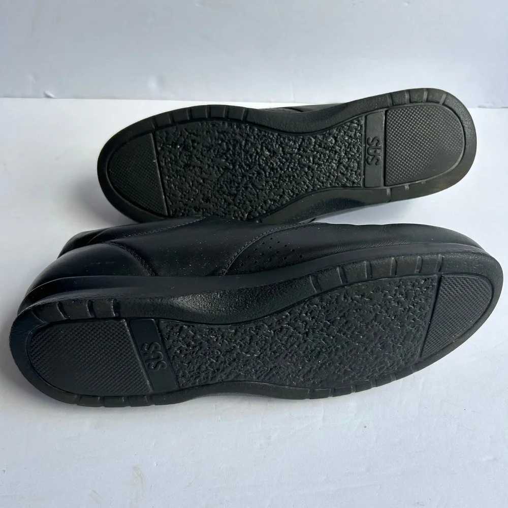 SAS Time Out Walking Shoes Mens 9.5 M Black Leather TriPad Comfort Sneakers Lace